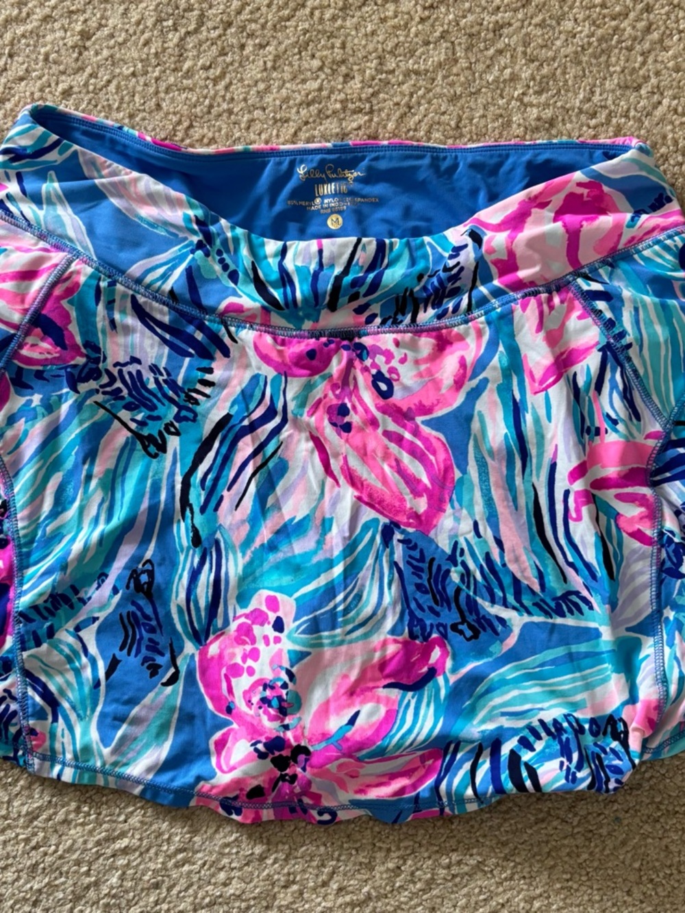 Lilly Pulitzer Blue, Pink & Aqua Floral Swim Skirt